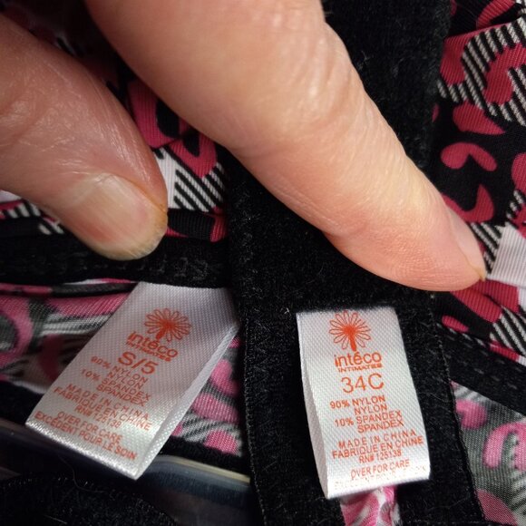 Inteco Intimates Size 34C 5 Small Bra Panty Set Pink Black Leopard Lingerie NEW - Picture 4 of 5